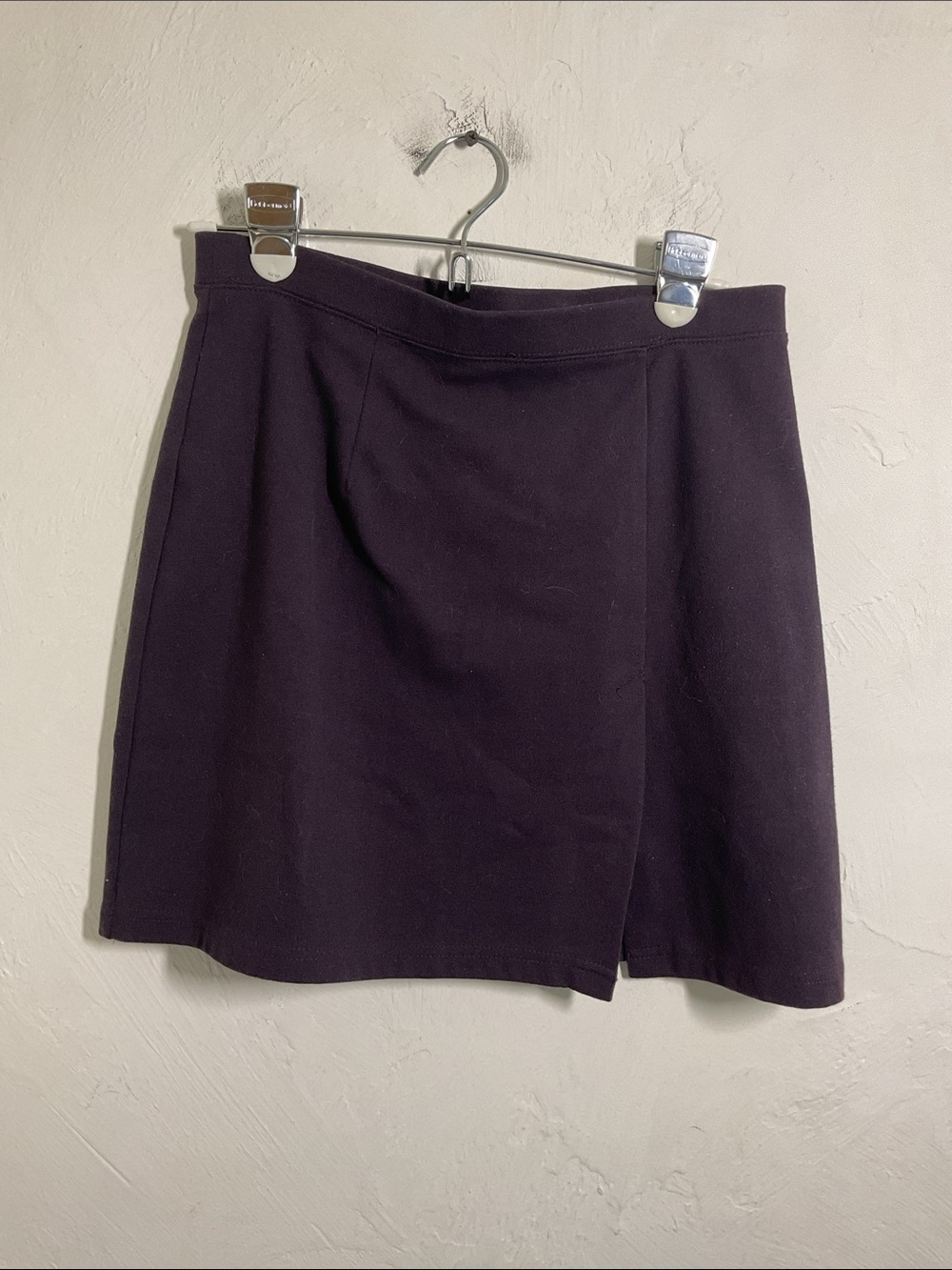 Express Dark Purple Ponte Knit Mini Skirt Front Slit Size M